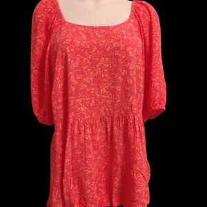 Terra & Sky Coral Floral Blouse